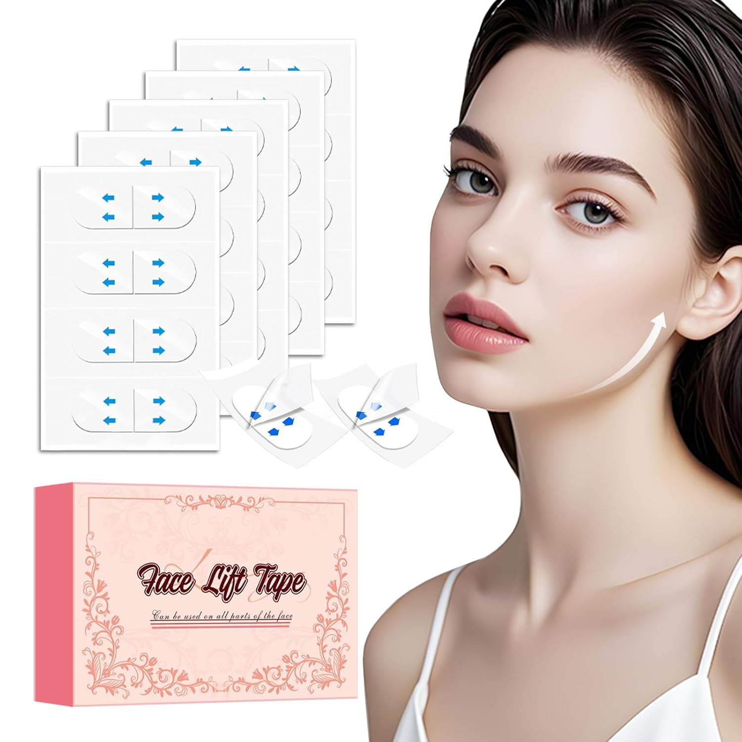 Face Lift Tape, 200PCS Face Tape, Face Lift Tape Invisible, Face Tape Lifting Invisible 8 Hours of Sustained, Perfect Facial Contouring, Visually Create A More Defined Jawline and Cheekbones