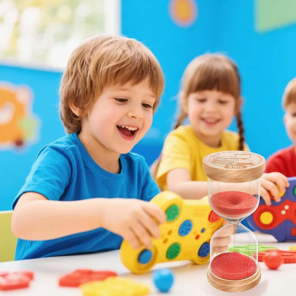 1 Minute Sand Timer, Wooden Hourglass Sand Clock, Small Beech Wood Red 1 Min Hour Glass, One Minutes Sandglass for Brushing Teeth, Reloj De Arena, Classroom, Game, Kitchen, Home, Office