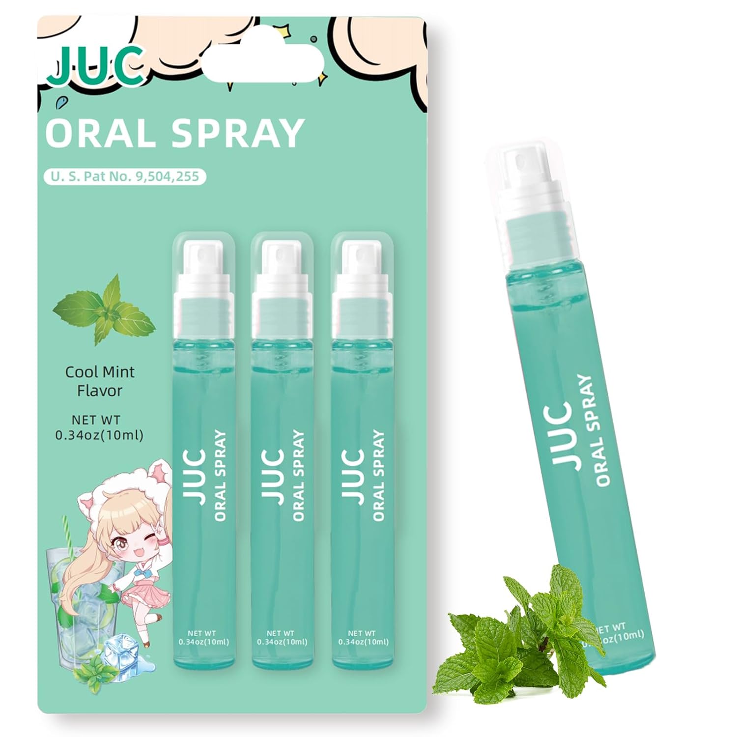3 Count Mint Breath Spray Mouth Spray Breath Freshener Oral Care for All Ages 0.33OZ (10ML) Cool Mint Flavor