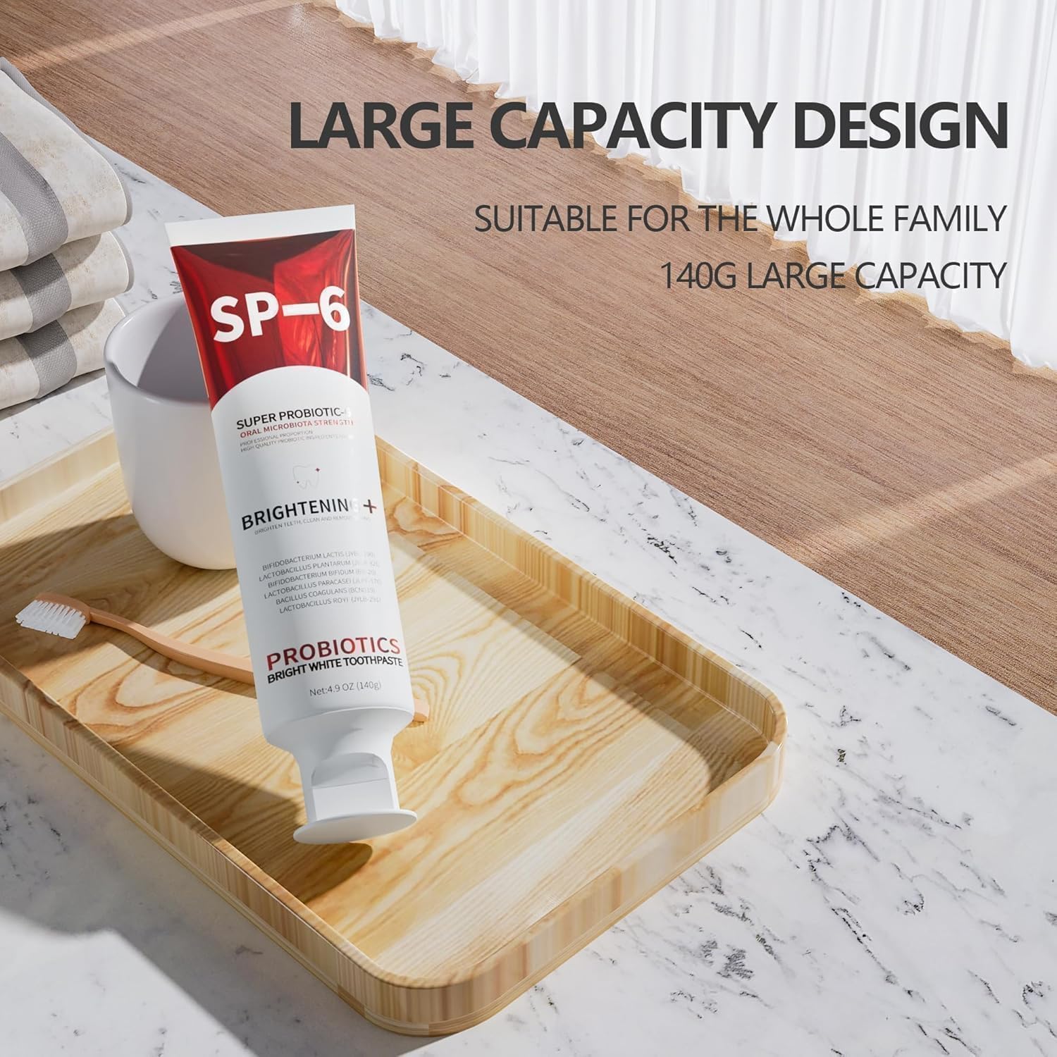 SP-6 Probiotic Whitening Toothpaste, Enhanced Formula with 6 Probiotics for Teeth Whitening and Gum Health, Enamel-Safe, Fluoride-Free, Fresh Mint Flavor, 4.6oz (2)