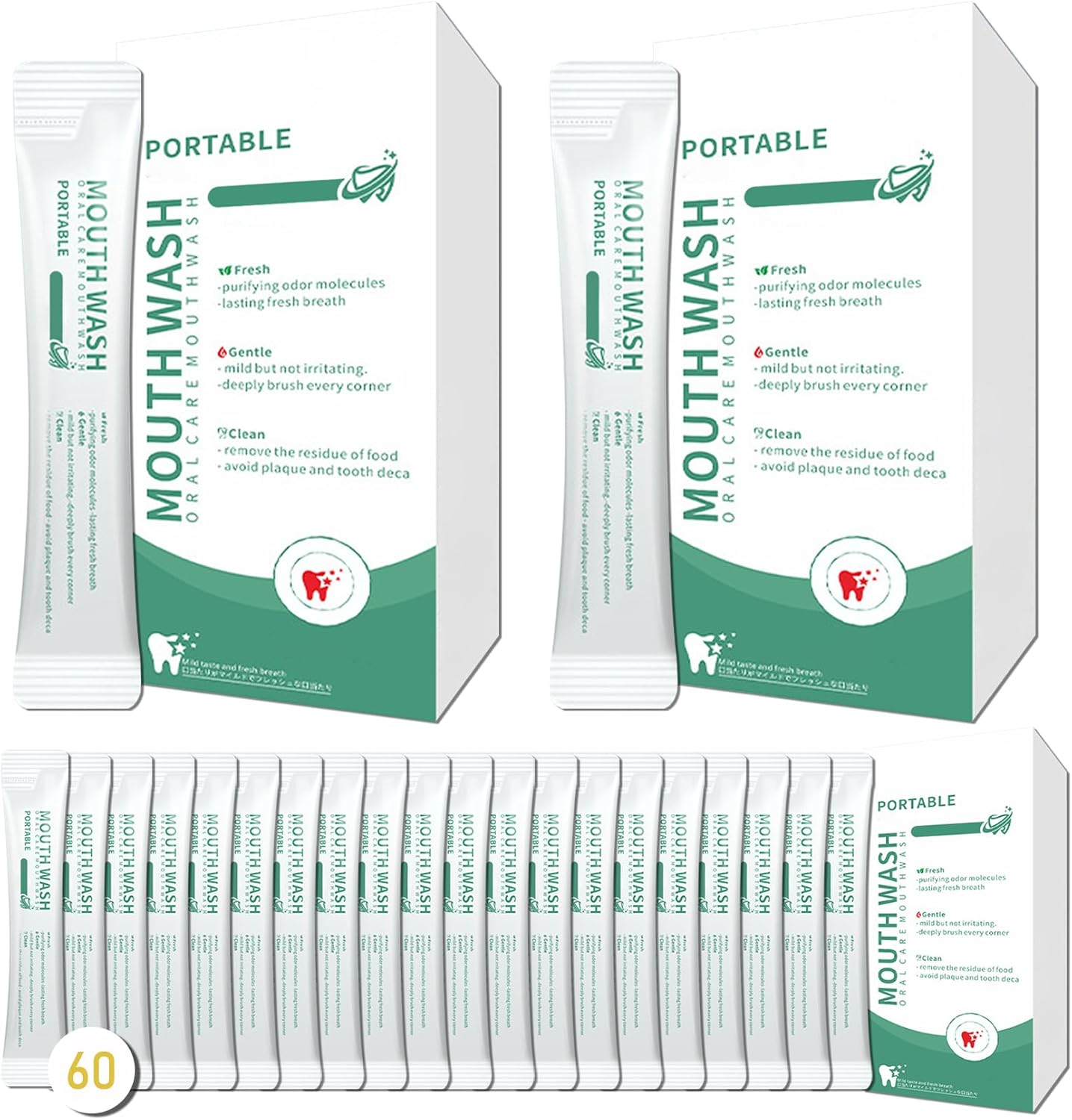 60PCS Travel Size Mouthwash,Portable Mini Mouthwash,Long-Lasting Freshness Travel Mouth Wash for Oral Care A52