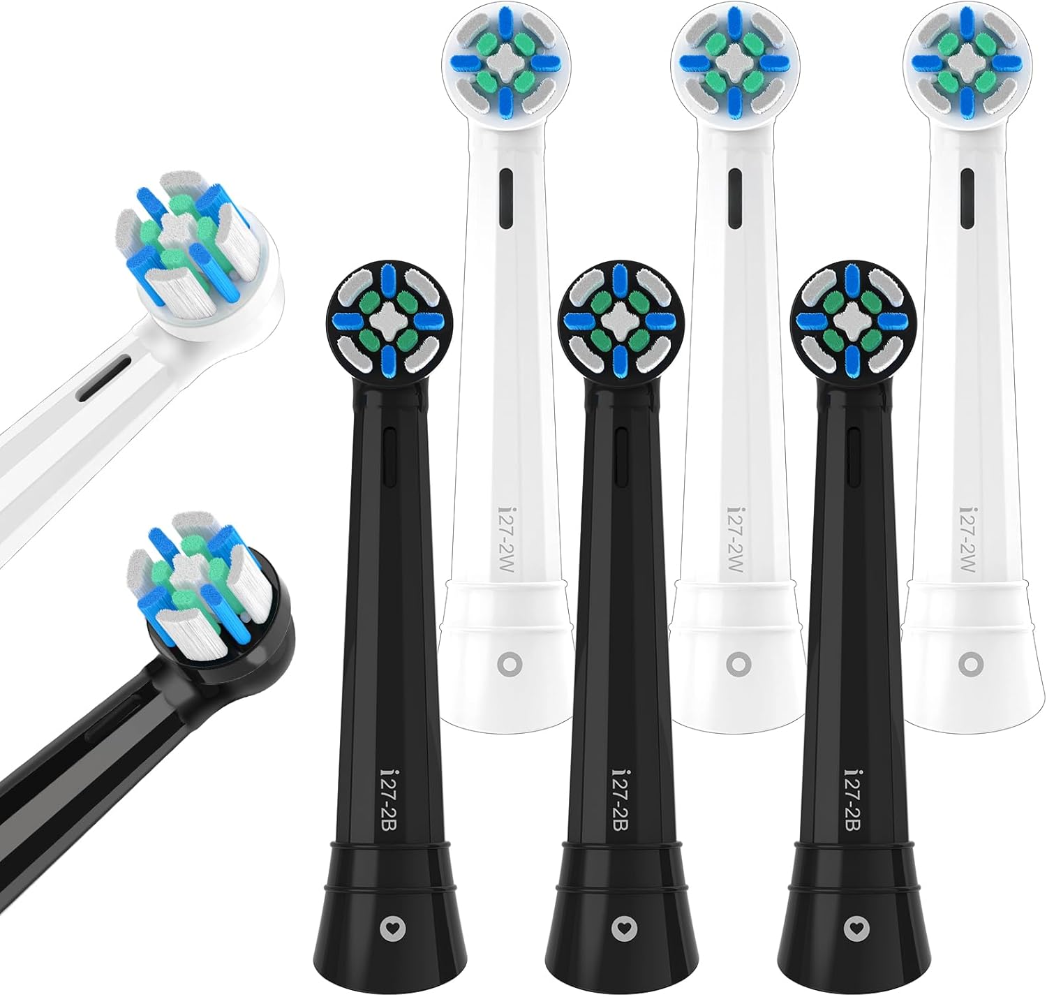 8pcs iO Replacement Heads Compatible with Oral B iO,iO Series Electric Toothbrush Heads Compatible with Oral B iO 2/3/4/5/6/7/8/9/10,Medium Bristles for Effective Plaque Removal(Black&White)