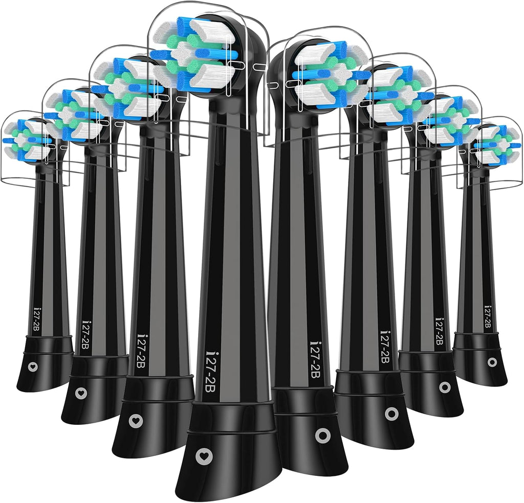 8 Pack Smart Cleaning Replacement Heads Compatible with Oral B iO 2 3 4 5 6 7 8 9 10 Series Electric Toothbrush, Brush Heads Compatible with Oral B iO Electric Handles (Black)