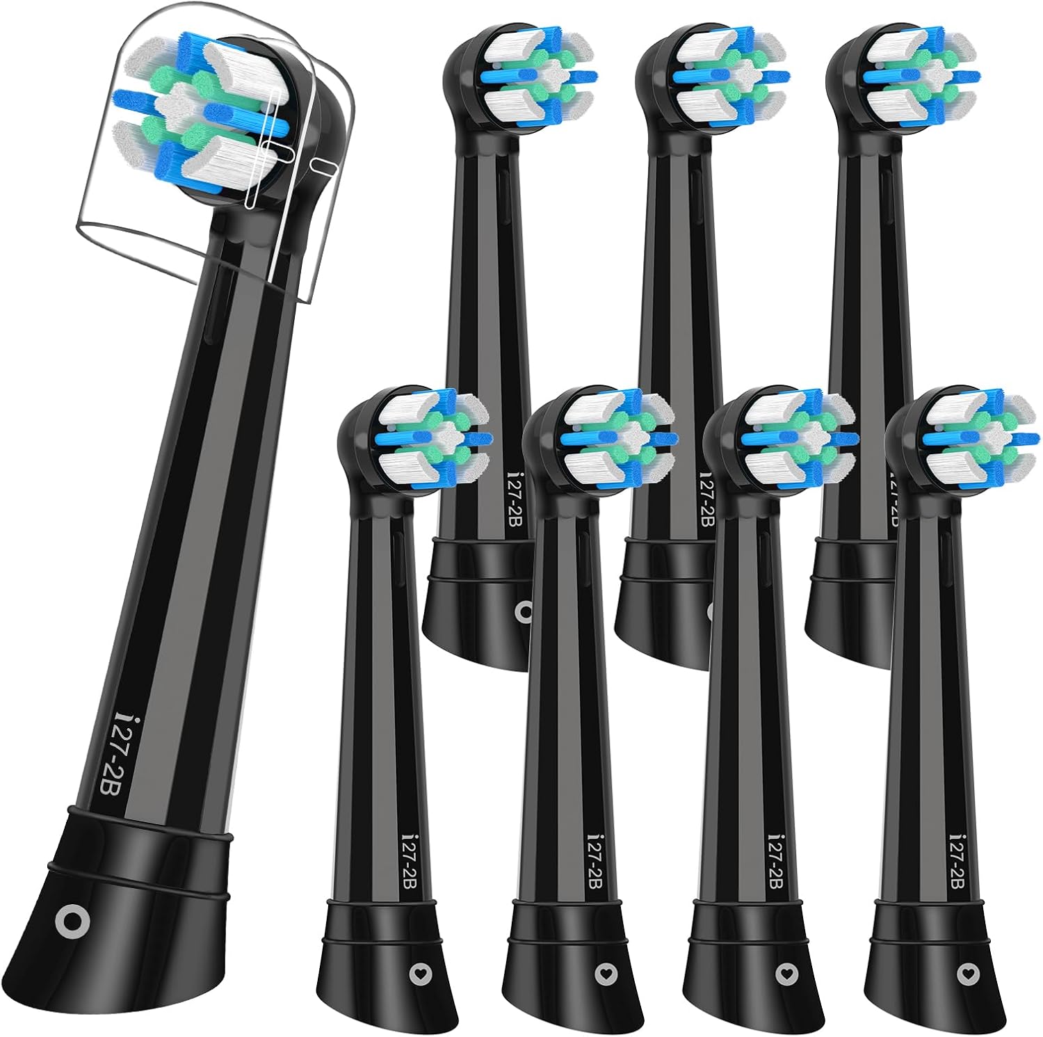 8PCS iO Replacement Heads Compatible with Oral B IO 2/3/4/5/6/7/8/9/10 Series Electric Toothbrush,Compatible with Oral B io Series Toothbrush Heads with Medium Bristles,Black
