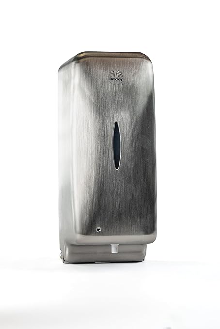 Bradley 6A01-11 Diplomat Foam Soap/Sanitizer Dispenser, Surface Mounted, Vertical Tank, Low Battery Indicator Lights, Architectural Satin Finish, Stainless Steel