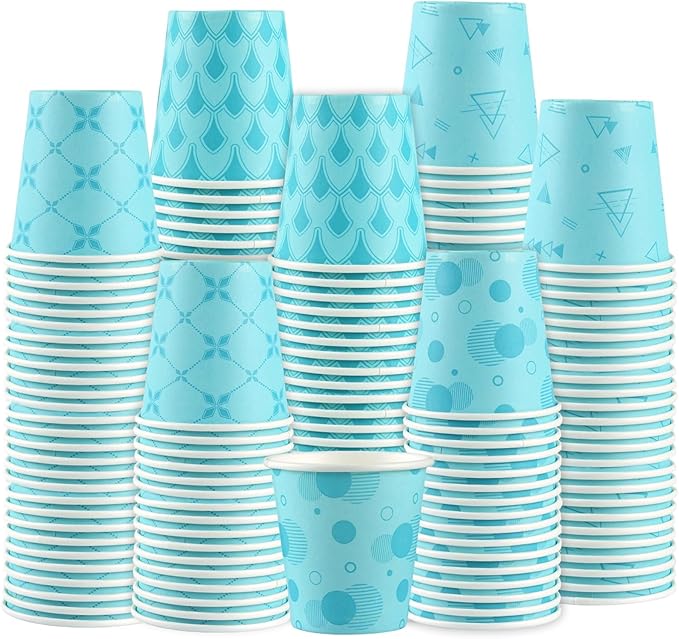 600Pcs 3oz Disposable Paper Bathroom Cups, Small Mouthwash Cups for Coffee Drinking, Bathroom, Home, Party, Office, Picnic, Travel and Events, Blue
