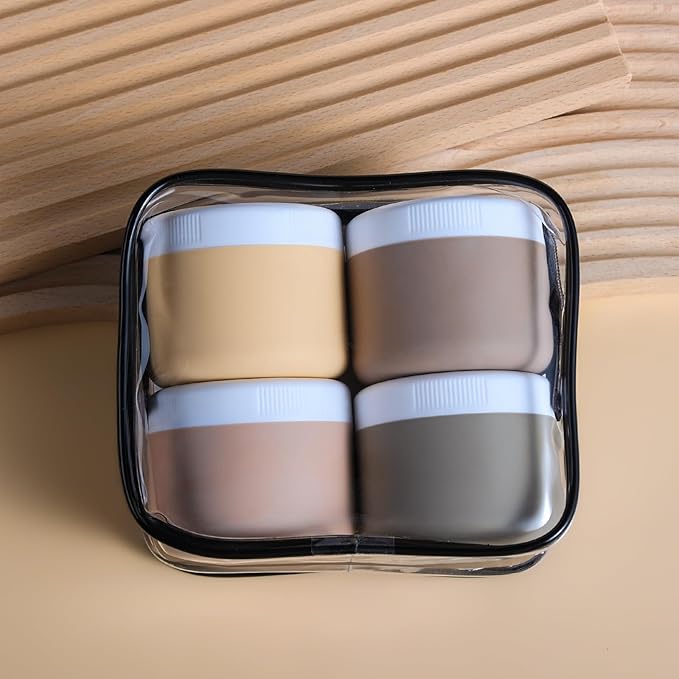 Travel Containers for Toiletries, Silicone Cream Jars BPA-Free, Leak-proof 1.35oz Travel Size Containers, Portable Size Silicone Jars with Lid for Cosmetic Face Hand Body Cream (4 Pack)