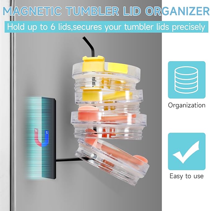 2 Pack Magnetic Cup Holder for Fridge, Water Bottle Organizer for Stanley 30oz and 40oz with Handle, Tumbler Organizer for Stanley Cup Accessories Lid, Heavy Duty Magnetic Cup Storage