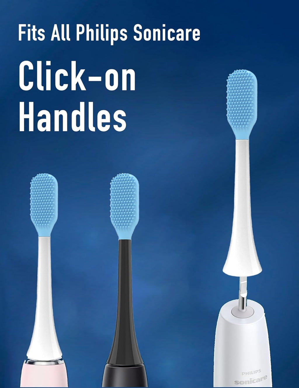 Tongue Scraper Heads Compatible with Philips Sonicare Click-On Handles – Gentle & Effective Tongue Cleaner, Fresh Breath, 2 Pack, Replacement Brush Heads (White, One Size)