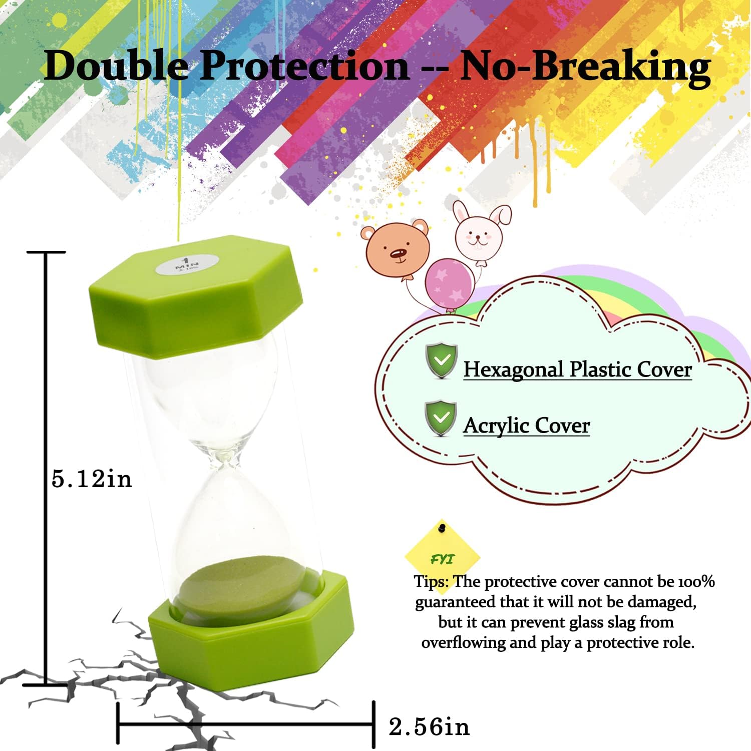 10 Minutes Sand Timer, Hourglass Timer, Sand Clock for Kids, Colorful Sand Watch, Sandglass Timer, Visual Timer for Home Office Kitchen Decor (Green)