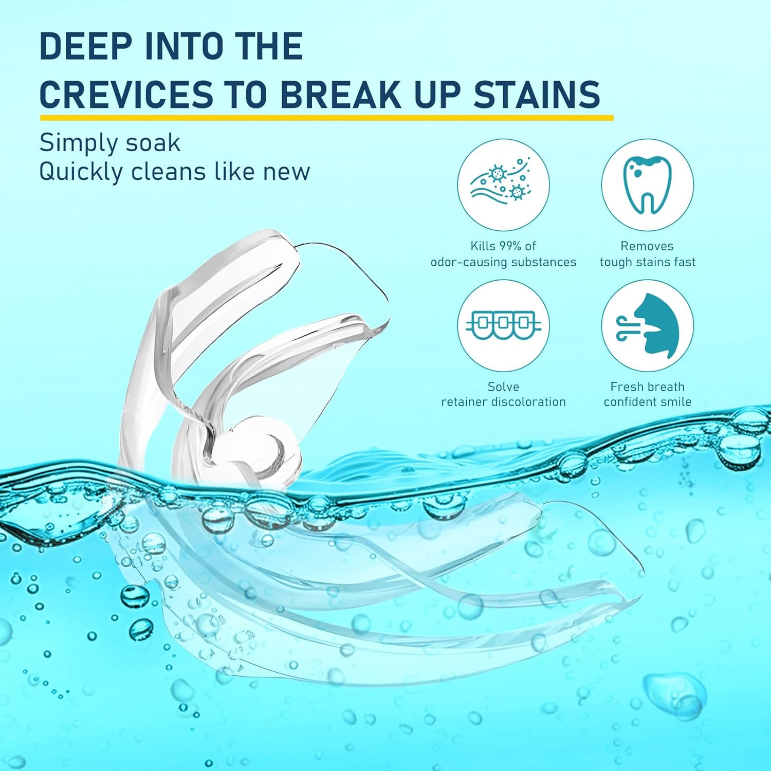 Retainer Cleaner & Denture Cleaning Tablets with 120 Removes Stains, Odors, and Plaque from Aligners, Mouth Guards, Night Guards, and Dental Appliances, 4-Month Supply