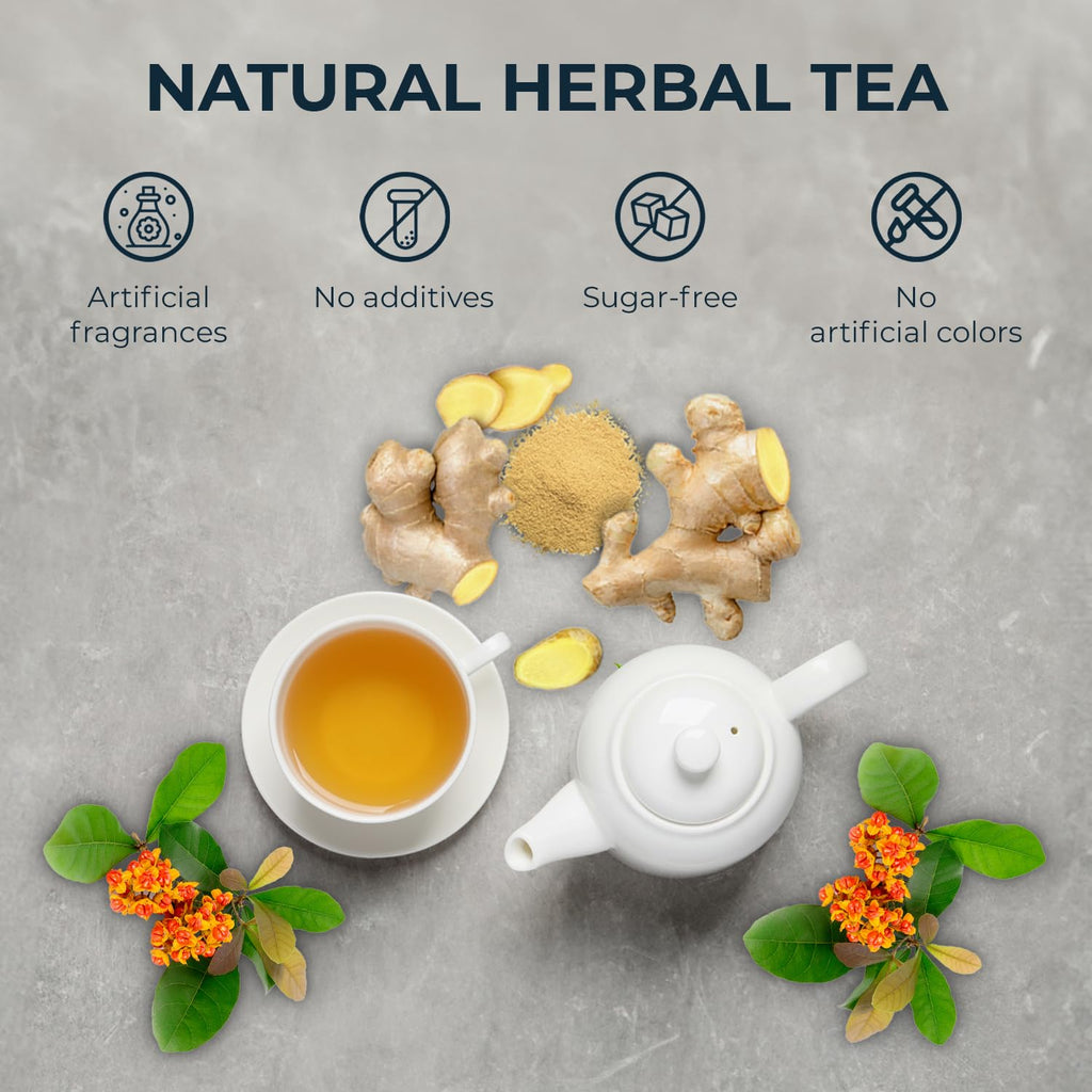 Pure Ginger Tea Samplers with Celastrus Hindsii - 10 Count, Mini Tea Bags, Bamboo Tong Included, Re-Steep Herbal Tea Blend, Corn Based Bags, No Sugar Added, Natural Ginger Tea