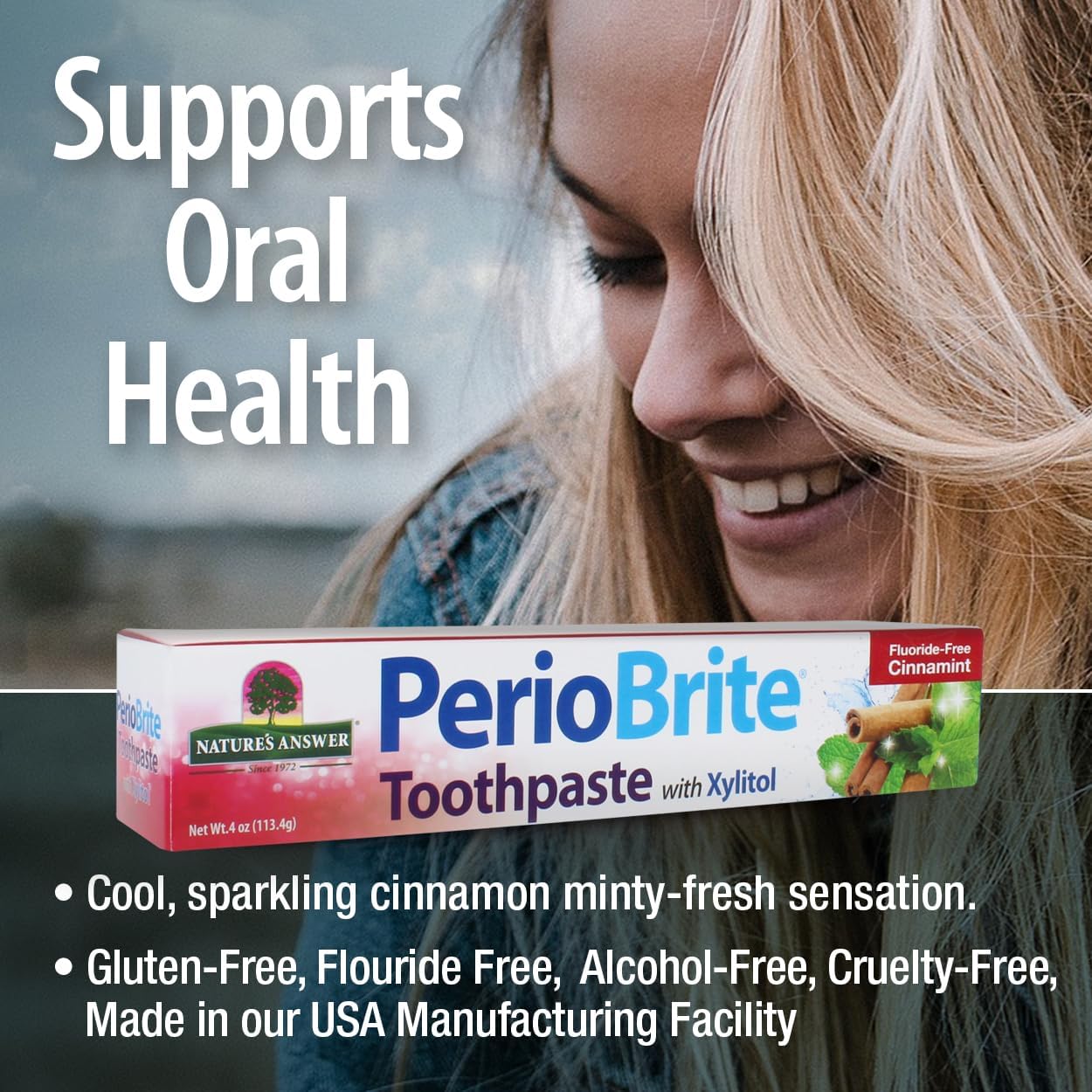 Nature's Answer Periobrite Cinnamint Toothpaste | Soothes & Refreshes | Alcohol-Free, Gluten-Free, Fluoride-Free Soy-Free & Vegetarian | No Artificial Sweeteners or Preservatives 4oz (2 Pack)