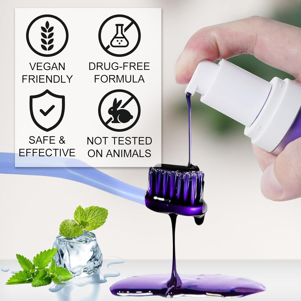 Purple Toothpaste for Teeth Whitening |Purples Teeth Whitening Kit |Stain Removal & Enamel Safe | Fresh Breath Formula with Unique Purple |for Coffee/Smokers/Tea
