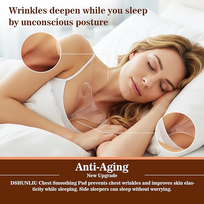 2 Pcs Anti Wrinkle Chest Wrinkle Patches Reusable Silicone Chest Patches Washable Gentle Skincare Silicone Sheets for Women Side Overnight Use WrinkleRemover while Sleeping