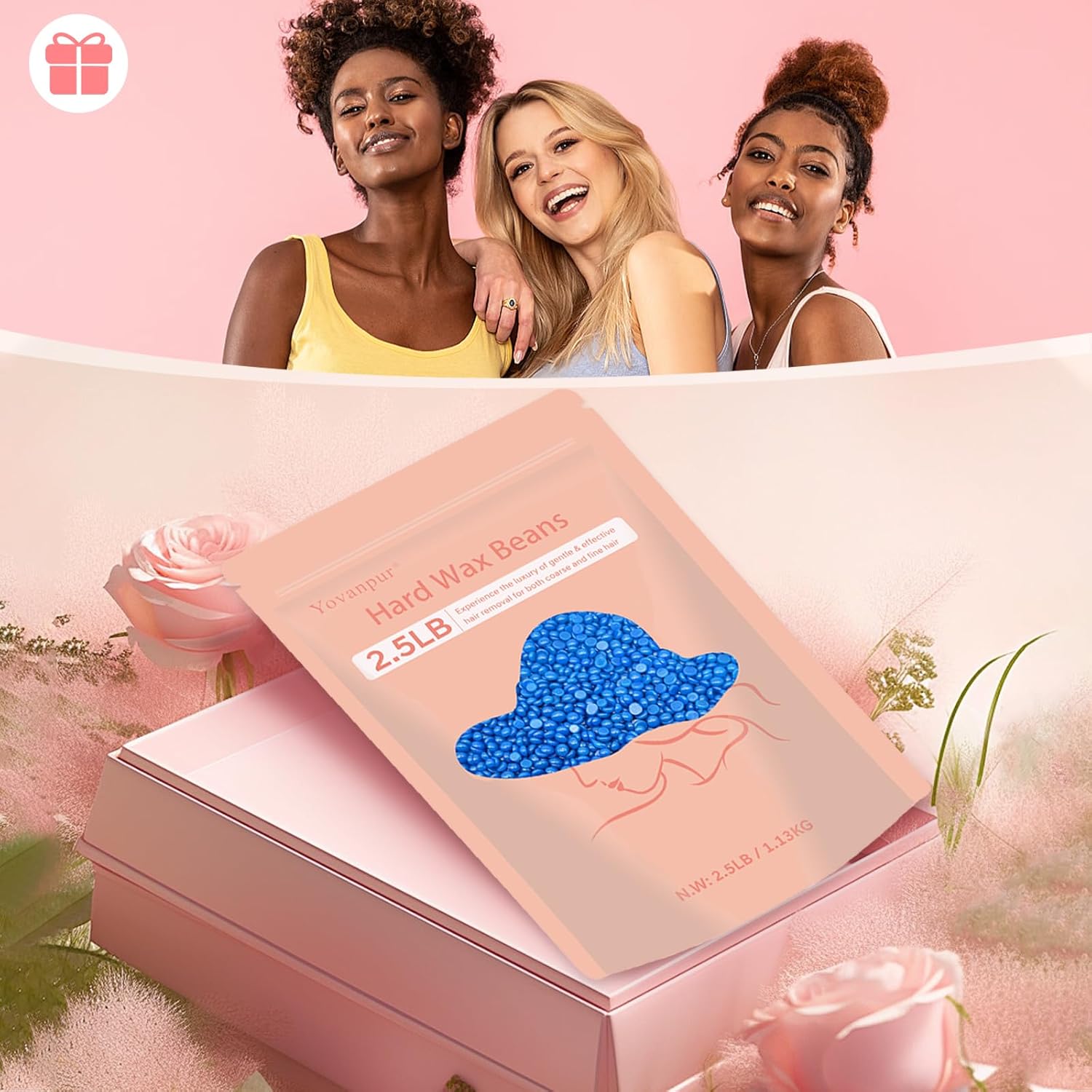 2.5lb Wax Beads for Hair Removal, Hard Wax Beans for Sensitive Skin, Bulk Hair Removal Waxing Beads for Brazilian, Bikini, Face, Eyebrows, Underarms, Legs, Women and Men (Blue)