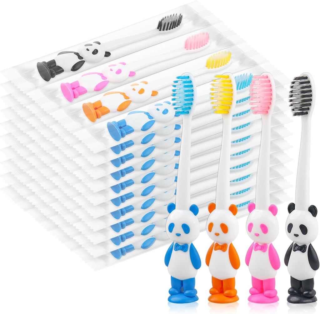 Disposable Toddler Toothbrush Kids Bulk Pack of 40,Suction Cup Bulk Children Toothbrushes for Kid Age 2+ Individually Wrapped Animal Toothbrush for Boys,Girls,for Home,School,Camp,Daycare,Travel