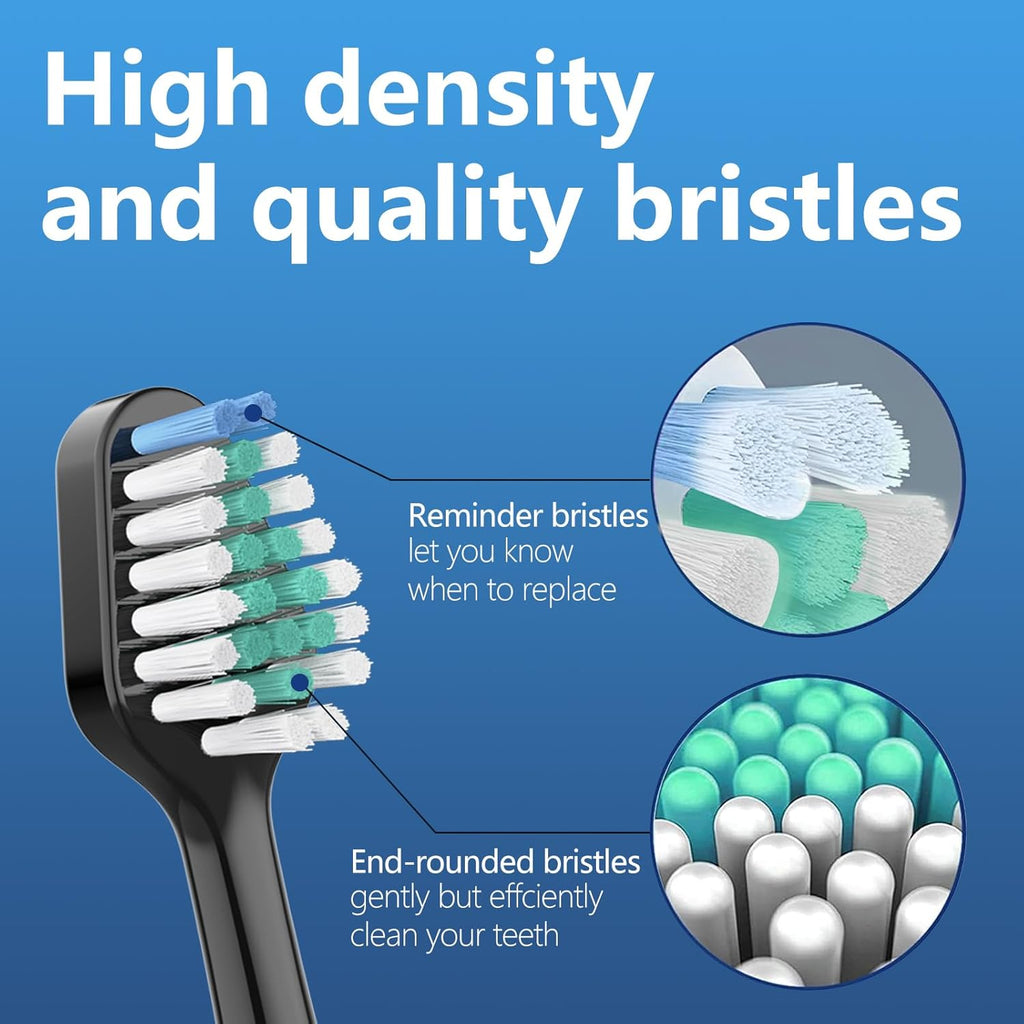 Replacement Toothbrush Heads for Waterpik Complete Care 5.0/9.0, and Compatible with AquaSonic Duo and Home Dental Center Electric Toothbruh, 10 Count(Pack of 1), Black