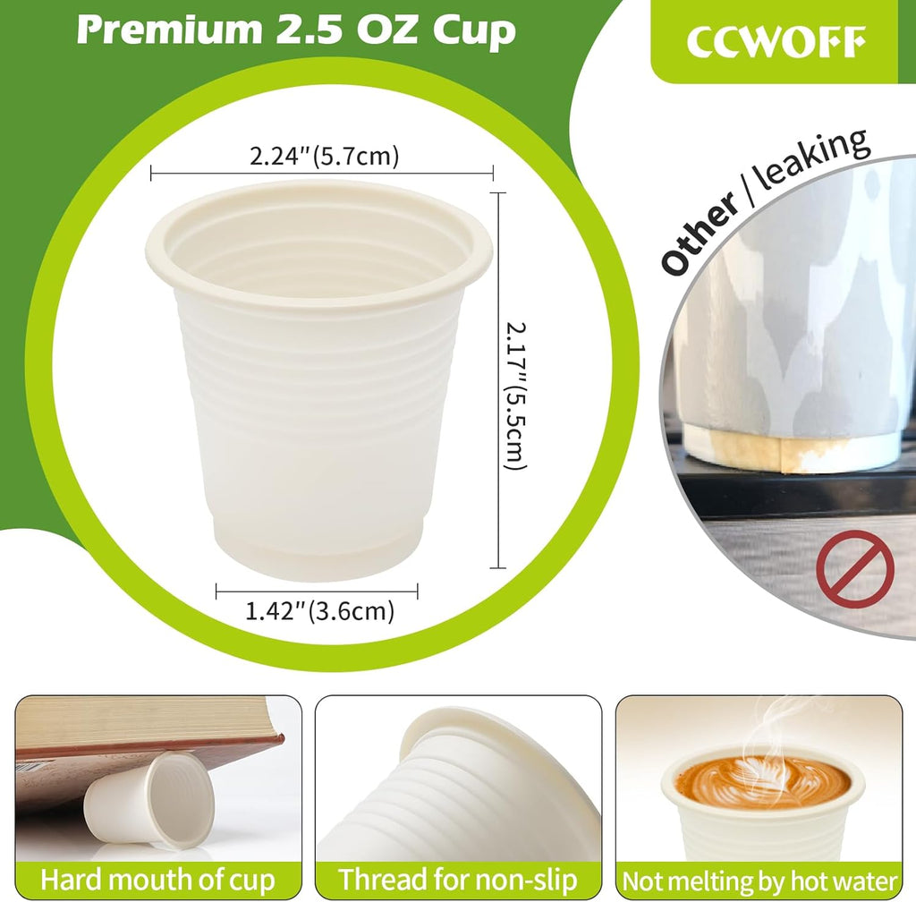 3 oz Bathroom Cups 100% Compostable Cups Biodegradable Eco Friendly Cups Mouthwash Cups for Rinsing Mouth Shot Cups Disposable for Tasting (50 Pack)