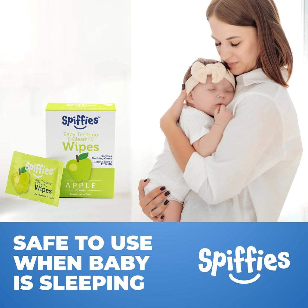 Baby Teeth Wipes - Apple Flavor, Xylitol-Enriched Baby Gum Cleaner & Dental Wipes for Teething Relief and Teeth Cleaning - Safe for Infants & Toddlers, 20 Count (Pack of 3)