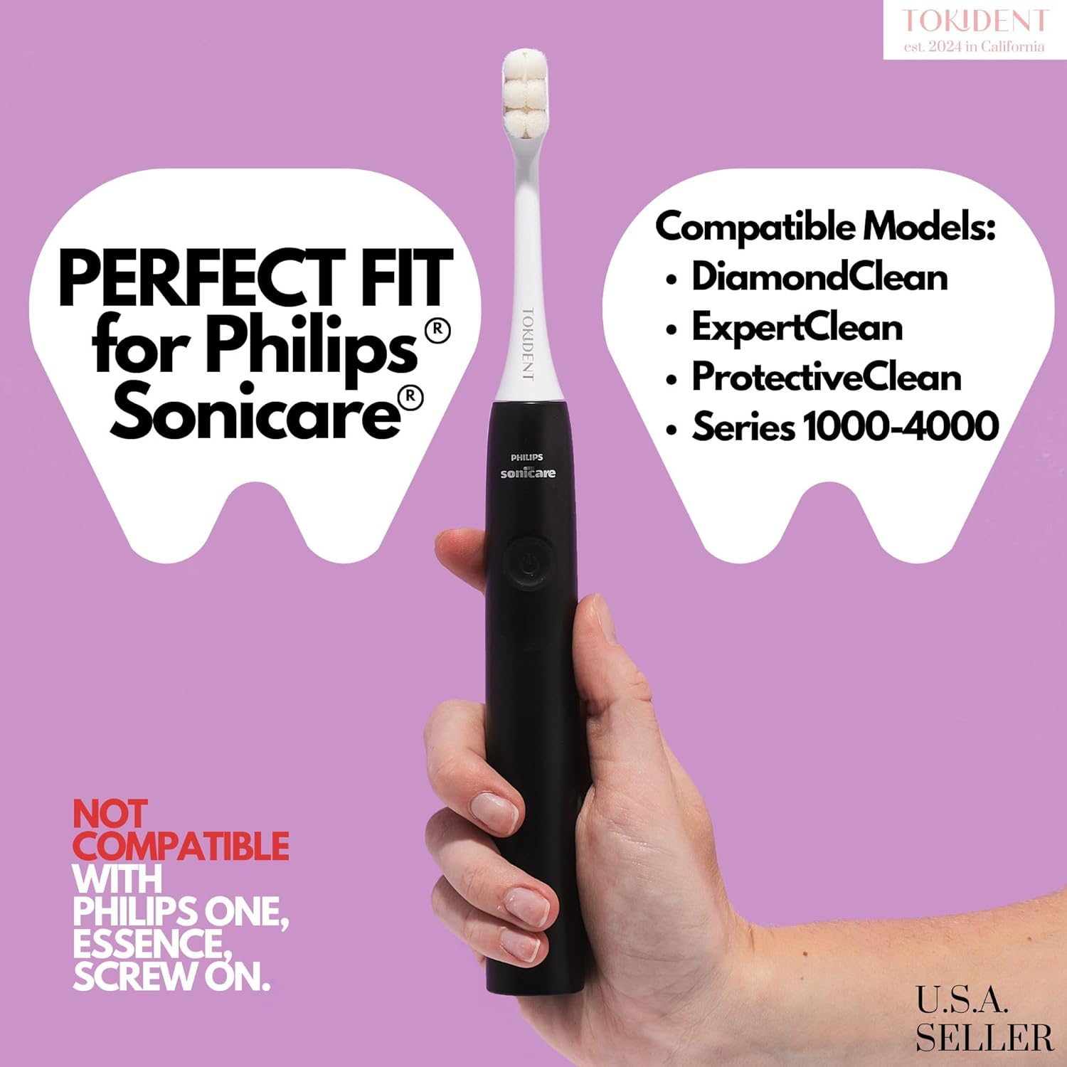 Replacement Brush Heads for Philips Sonicare Electric Brush - Ultra Soft Toothbrush Heads for Sensitive Teeth & Gums - Replacement Head with 10,000 Wave Cut Nano Bristles - 2 Pack - Stealth