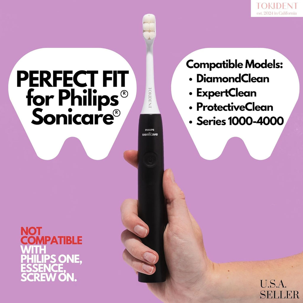 Replacement Brush Heads for Philips Sonicare Electric Brush - Ultra Soft Toothbrush Heads for Sensitive Teeth & Gums - Replacement Head with 10,000 Wave Cut Nano Bristles - 4 Pack - Pearly White