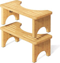 Osivaes 2 Pack Toilet Poop Stool Adult, Wood Squat Potty Stool for Adults, Foldable Bamboo Toilet Stool Squat for Travel Size, Wooden Toilet Bathroom Step, Portable for Pooping