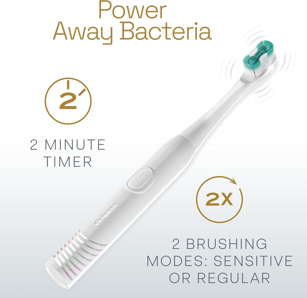 Colgate Total Battery Replacement Toothbrush Heads Pack, Fits Any Total Battery Powered Toothbrush, White, 2 Pack