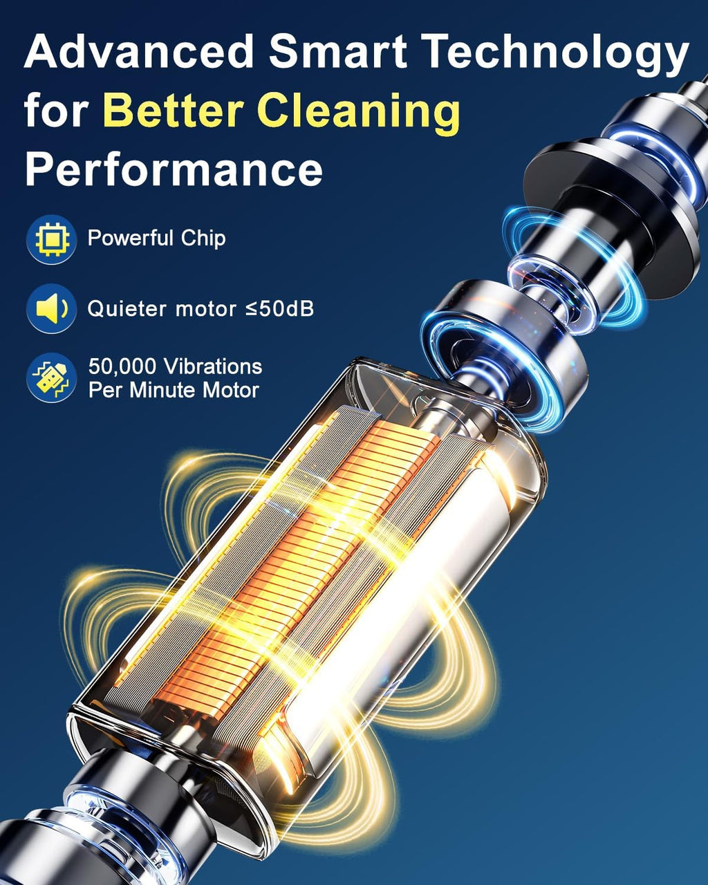 Rtauys R6 Rotating Electric Toothbrush for Adults, Fast Charge, Come with 8 Brush Heads (2 Types) and Travel Case, 5 Modes, 50000VPM Powered Toothbrush, 2 Minute Timer