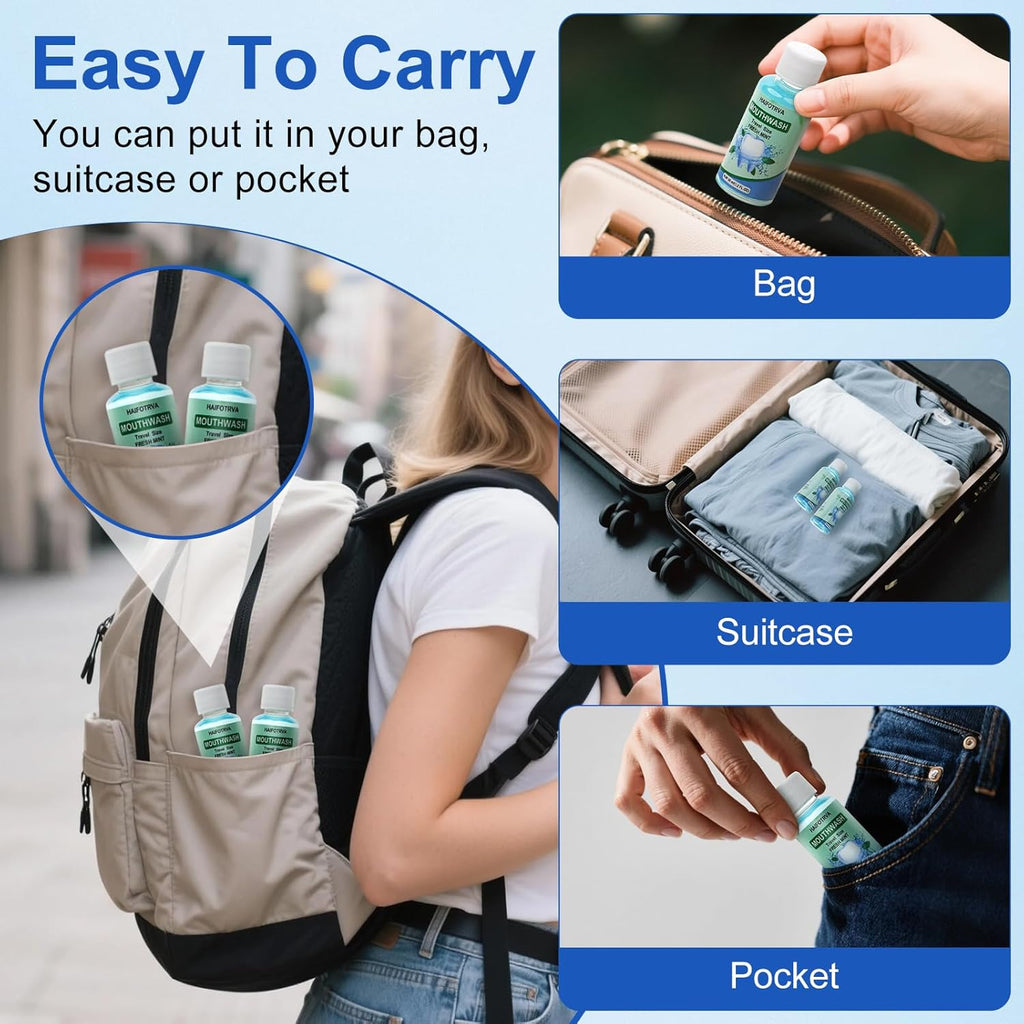 25 Pcs Mini Mouthwash Travel Size Bulk,Blue Portable Mint Flavor Mini Mouthwash Individual 35ml/1.2oz On The Go Mouth Wash Small Bottle for Travel,Office,Toiletry Kits