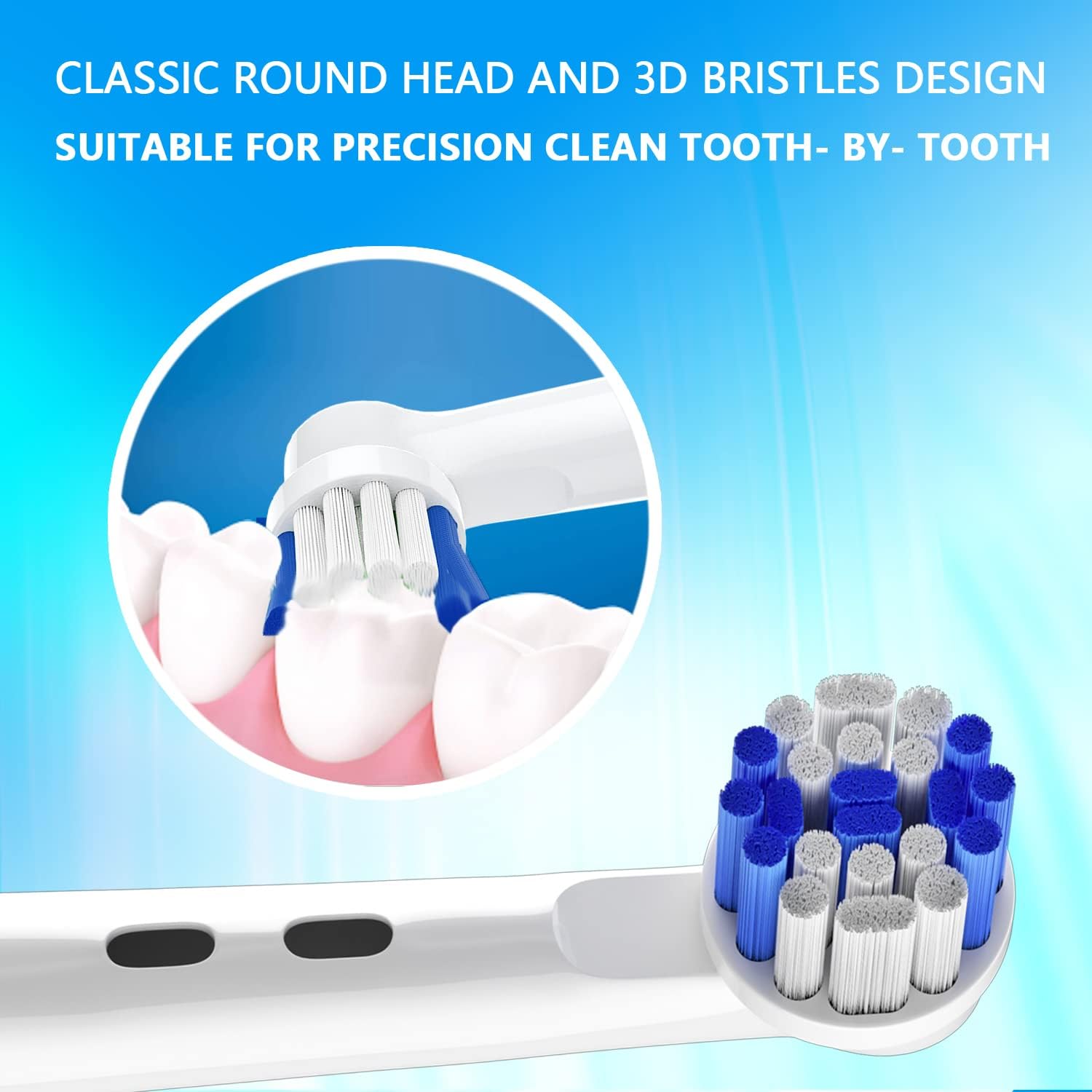 Replacement Brush Heads Fit for Oral B Braun Electric Toothbrushes, 4 Count, Replace for Precision Clean, Round Head for Type 3756 3757 3765 DB4010 etc