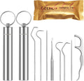 Toothpicks Pocket Set, Dental Floss Picks Kit Reusable, Stainless Steel Teeth Cleaning Tools, Tooth Picker Oral Hygiene Travel (2 Set)