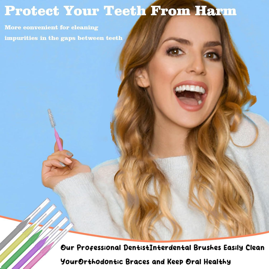 100 Pcs Braces Brush Flossers Interdental Brush Toothpick Dental Tooth Flossing Head Oral Dental Hygiene Flosser Soft Toothpick Tooth Cleaning Tools(Mixed Color)