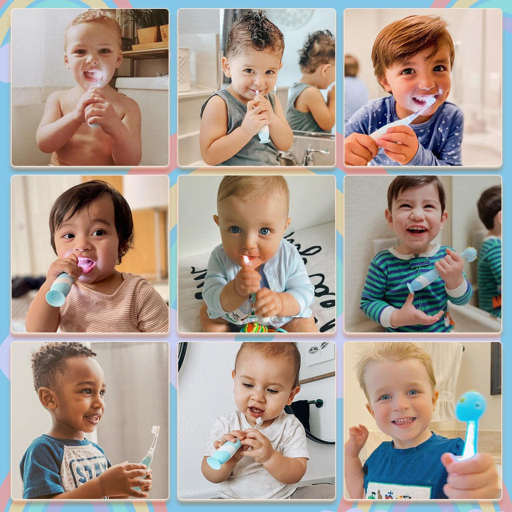 Papablic Toddler Sonic Electric Kids Toothbrush for Ages 1-3 Years, Baby Electric Toothbrush with Cute Penguin Cover and Smart LED Timer, 2 Brush Heads (Pippin)