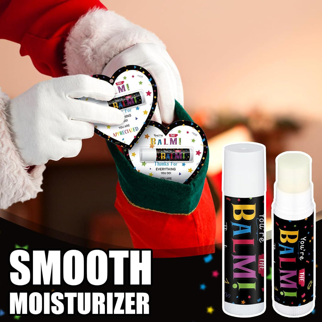 30 Pack Christmas Employee Appreciation Gifts Bulk Lip Balms Teacher Staff Team Thank You Gifts You're the Balm Thanksgiving Christmas Appreciation Party Favors for Coworkers Women Men(Heart)