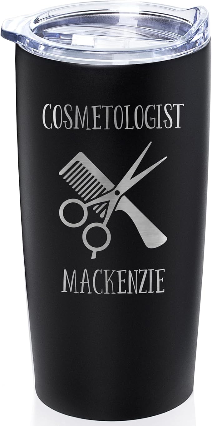 Lifetime Creations Engraved Personalized Hair Stylist Stainless Steel Tumbler 20 oz (Black) - Gift for Cosmetologist, Hair Dresser, Salon Coffee Travel Mug