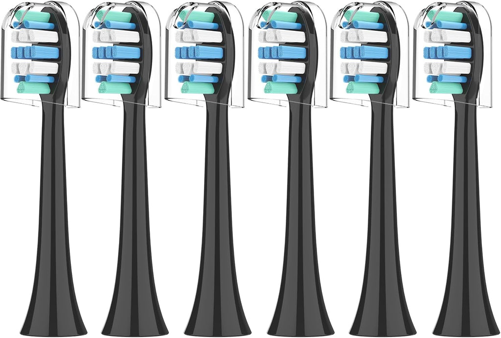 Electric Toothbrush Heads for Philips Sonicare Replacement Heads Black,Replacement Brush Head Compatible with Phillips Sonicare Electric Toothbrushes, for Philips Sonic Care Brush,6 Pcs,Black