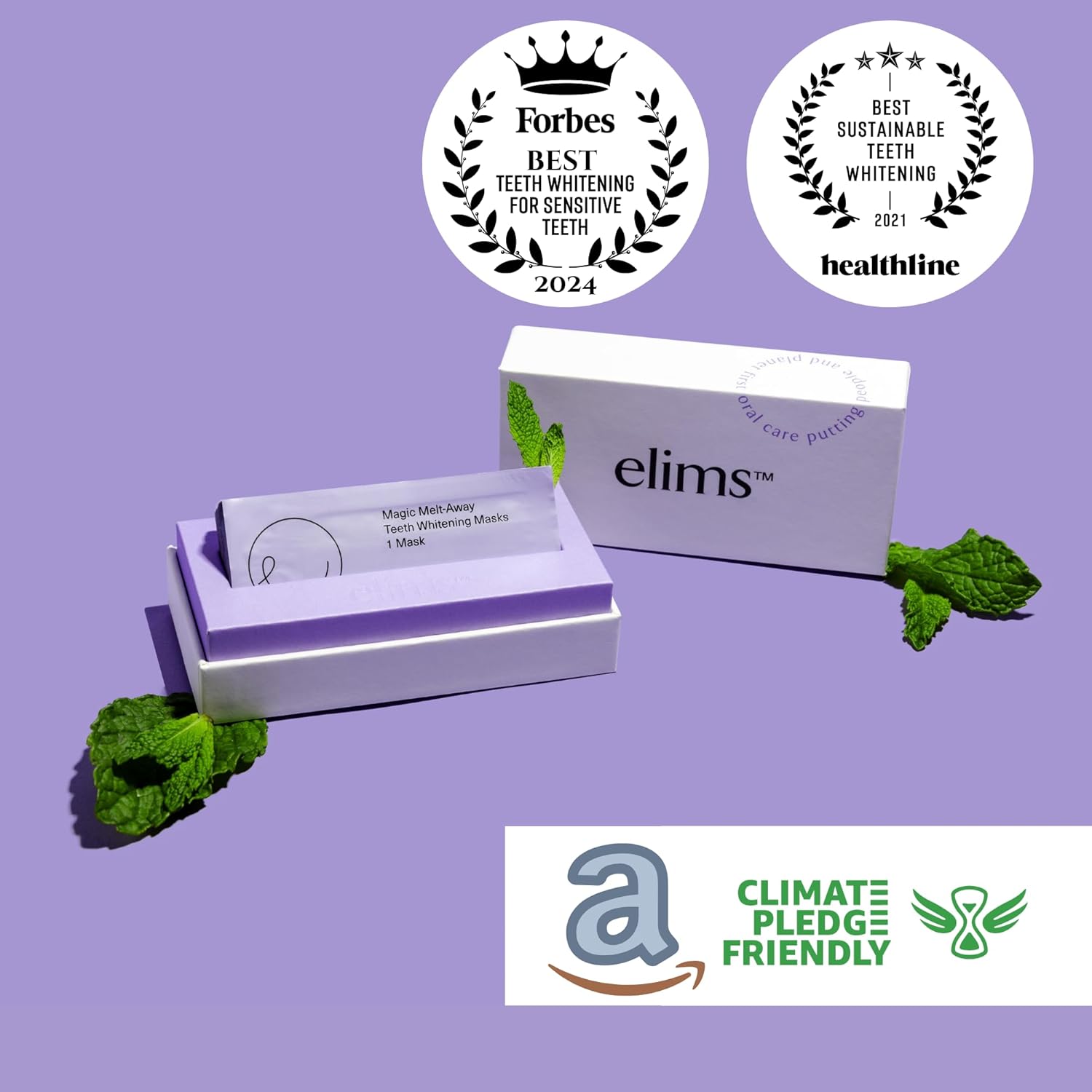 ELIMS Teeth Whitening Strips for Sensitive Teeth 21 Treatments – Food-Grade & Made by Dentists - Whiten Up to 7 Shades - Dissolving Mess-Free Application - Visible Results in 14 Days - 42 Strips