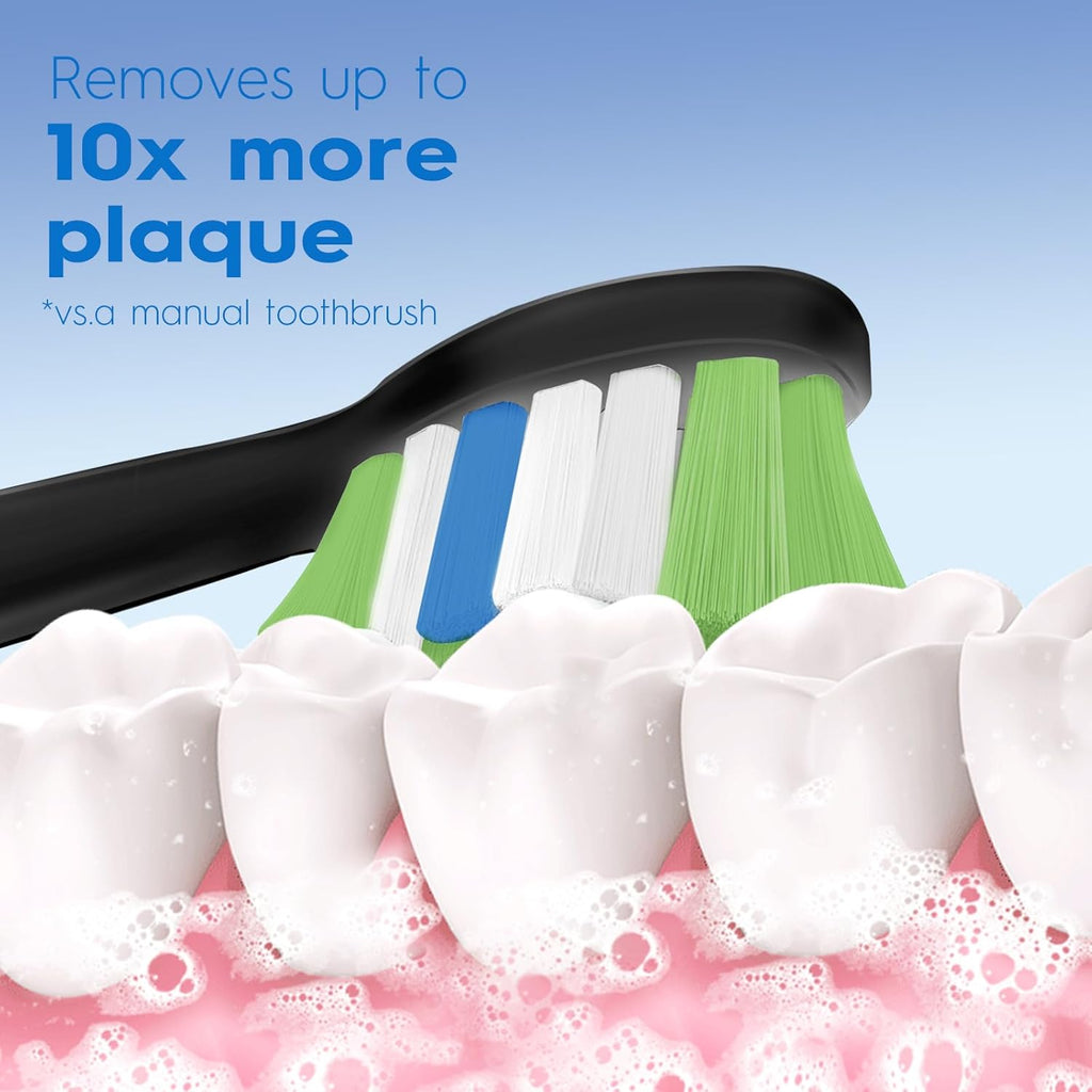 Replacement Brush Heads Compatible with Philips Sonicare, Toothbrush Heads for Sonicare ProtectiveClean 4100 5100 5300 6100 Electric Toothbrush, 12 Count Ultimate Care Toothbrush Heads, Black