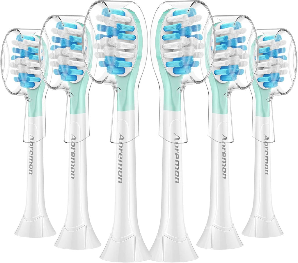 Aoremon Replacement Toothbrush Heads for Philips Sonicare C3 Premium Plaque Control HX9044/65 G3 Gum Care HX9054/65 W3 4100 5100 6100 7500 C1 C2 Flexcare Diamondclean HealthyWhite, 6 Count, White