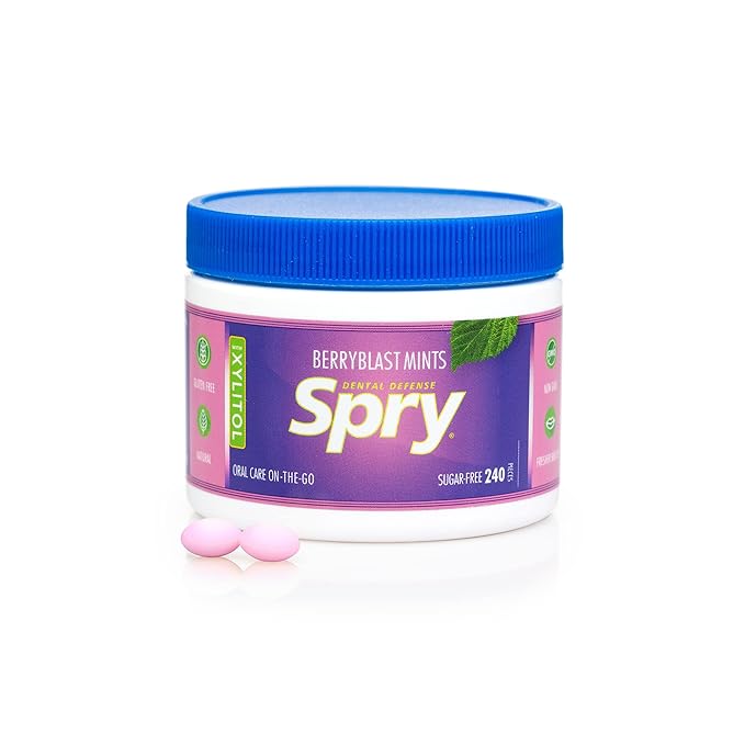 Spry Xylitol Berry Blast Mints Sugar Free Candy - Promote Oral Health, Increase Saliva Production, Stop Bad Breath, Non-GMO, Gluten-Free, 240 Count (Pack of 2)
