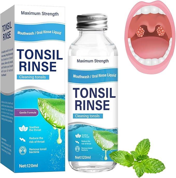 Tonsil Stone Remover, Natural Oral Rinse Liquid wihout Alcohol, Tonsil Stone Mouthwash to Help Soothe Tonsils, Fight Bad Breath, 4 Fl Oz