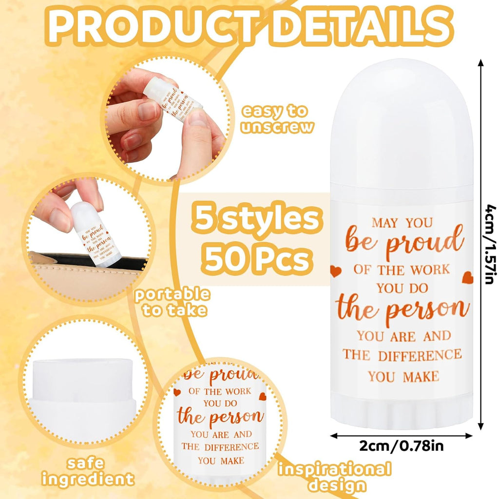 50 Pcs Christmas Mini Lip Balm Pack Thank You Gifts Moisturizer Assorted Flavors Beeswax Natural Ingredients Dry Chapped Lip Care Products for Coworkers Women Friend Men (Proud)