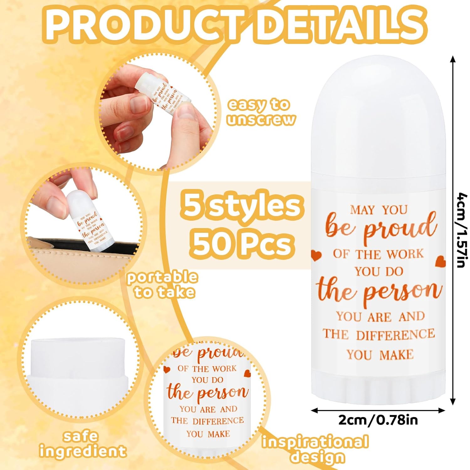 50 Pcs Christmas Mini Lip Balm Pack Thank You Gifts Moisturizer Assorted Flavors Beeswax Natural Ingredients Dry Chapped Lip Care Products for Coworkers Women Friend Men (Proud)