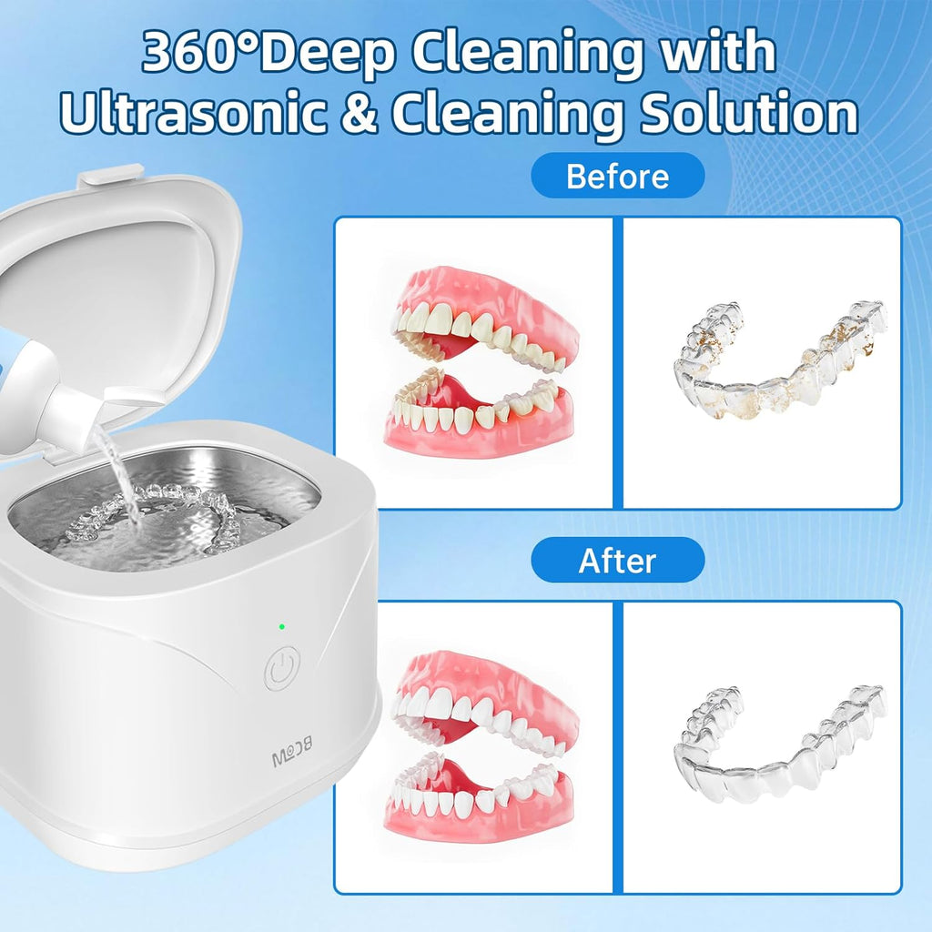 BCOM Ultrasonic Retainer Cleaner Solution, Jewelry Cleaner Solution Deep Clean for Retainer, Mouthguards, Night Guards, Aligners and Jewelry Ring, Odor Stain Remover for Cleaner 8.5 oz,2 Pack