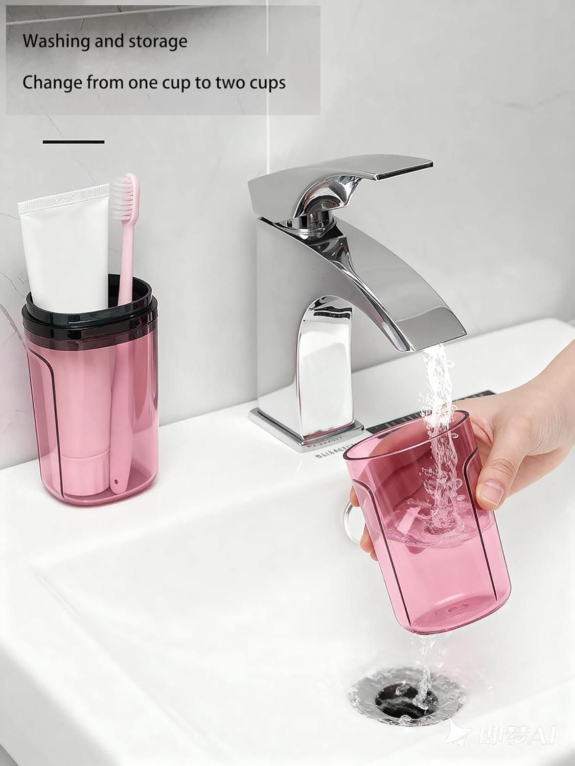 Travel Toileting Cup,Portable Mouthwash Cup,Transparent Toothbrush Cup Holder with Cover,Toiletries Toothpaste Toothbrush Storage Box Carrier Container for Travel Camping Home School Business Trip,Red