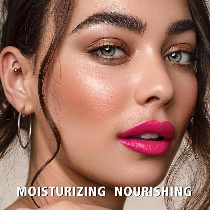 MAKI YIKA 3Pc Moisture Lipsticks for Women Nude Pink Hot Pink Lipstick Hydrate Tinted Lip Balm for Dry Cracked Lips Glossy Lip Color, MA55/62/56