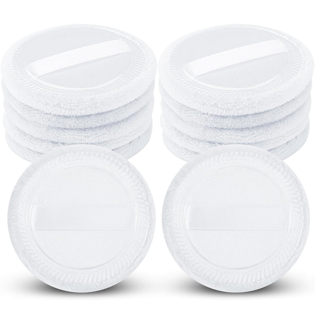 12 Pieces Powder Puffs Cotton Makeup Pads Soft Face Compact Puffs for Loose Setting Pressed Powder, 2.36 Inch (White)