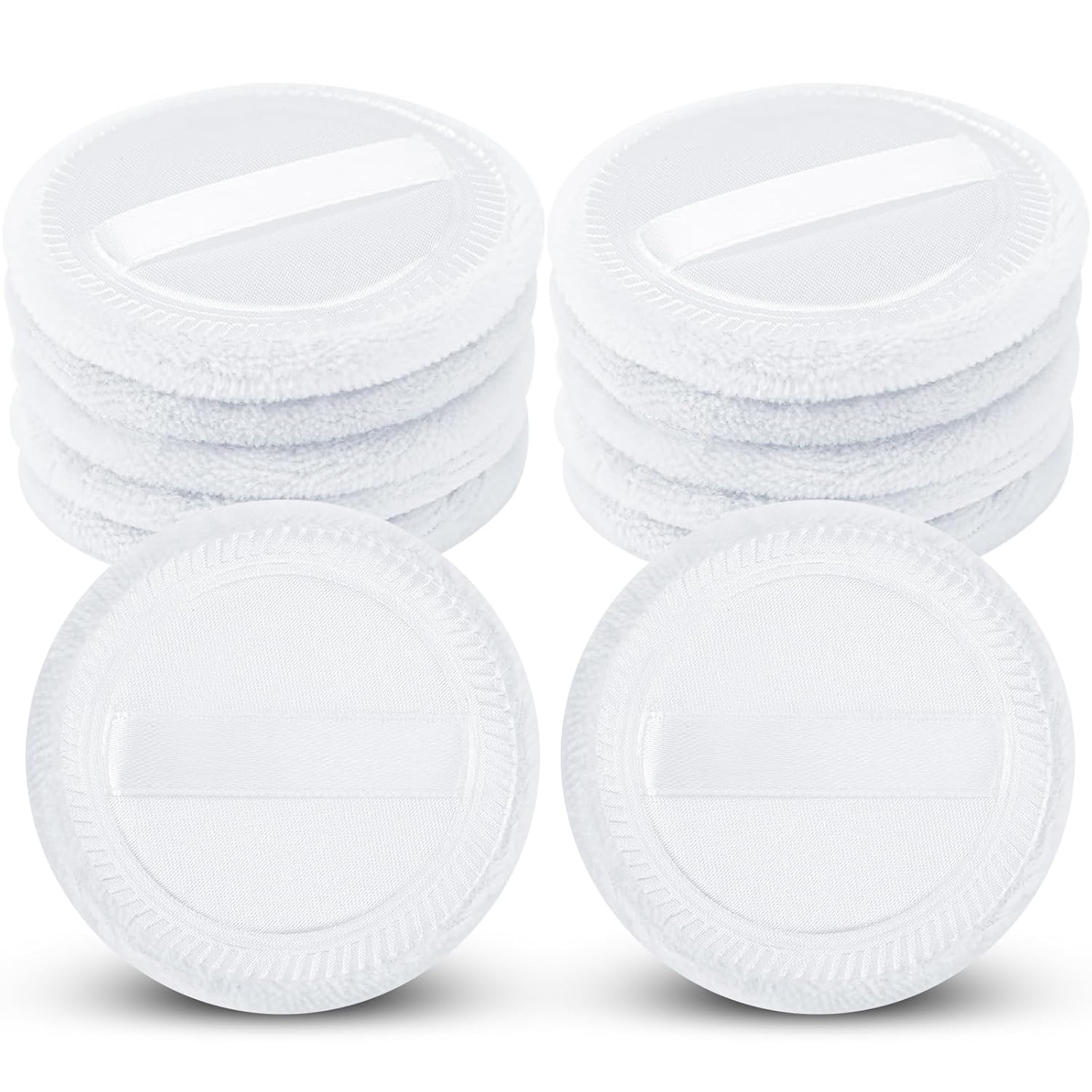 12 Pieces Powder Puffs Cotton Makeup Pads Soft Face Compact Puffs for Loose Setting Pressed Powder, 2.36 Inch (White)