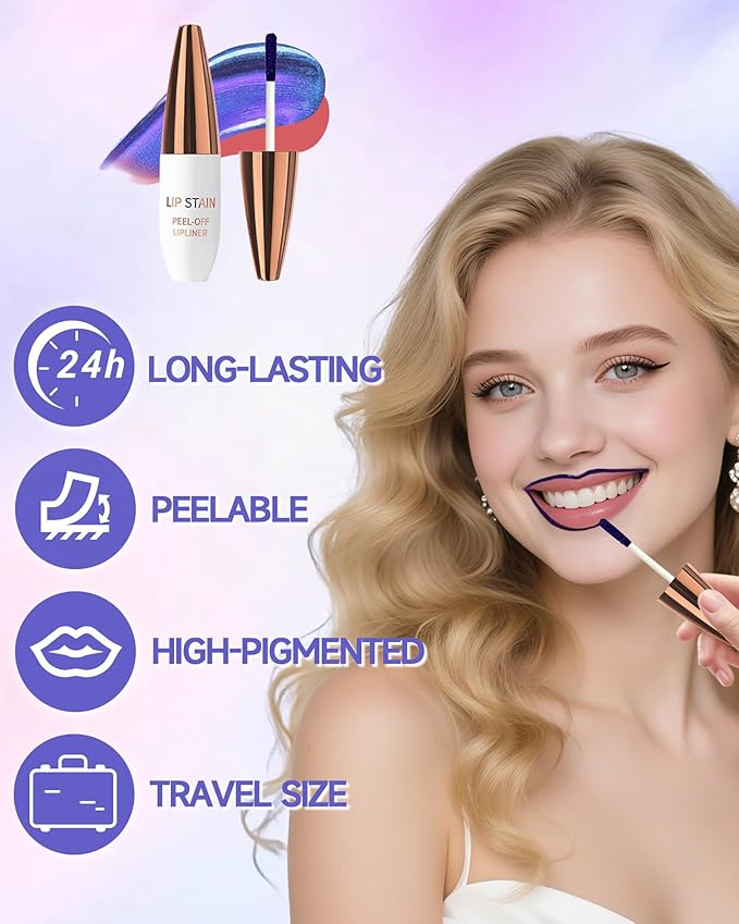 Lip Stain Peel Off, Waterproof Long Lasting Qiciy Tattoo Lip Gloss Color Peel Off Lips Tint Stain, Transfer-Proof Matte Tinted Lips Liner, High Pigmented Tattoo Lipstick Women Makeup-06 Warm Orange